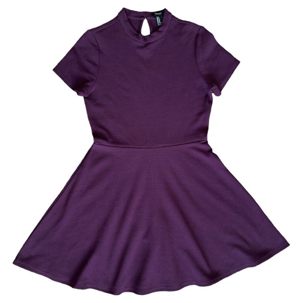 Forever 21 Purple Short Sleeve A Line Mini Dress, M